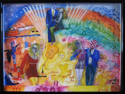 Be Happy - Cut out figures in box frame