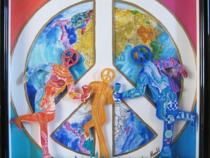 Skål för fred - Cut out figures in box frame